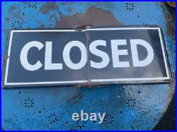 Vintage Enamel Open/ Closed Sign 42 Cm X 16cm X 2.5cm Rare Sign See Photos