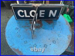 Vintage Enamel Open/ Closed Sign 42 Cm X 16cm X 2.5cm Rare Sign See Photos