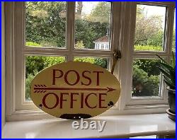 Vintage Enamel Oval Post Office Sign Originally Mounted on Post Box