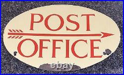 Vintage Enamel Oval Post Office Sign Originally Mounted on Post Box