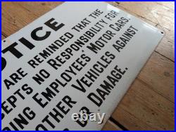 Vintage Enamel Parking Sign Car Park Warning Garage Wall Display Decor Cool