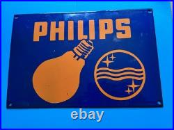 Vintage Enamel Philips Lighting Sign 2mm Plate Metal Original VGC