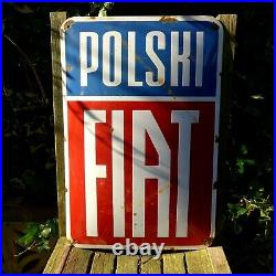 Vintage Enamel Polski Fiat Metal Sign Painted Poster Wall 40 cm x 60 cm