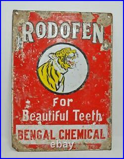 Vintage Enamel Porcelain Ad Sign Rodofen Teeth Powder Original Old Nice Subject