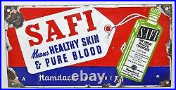 Vintage Enamel Porcelain Ad Sign Safi Medical Drink Syrup Original Bright Color