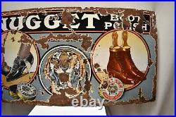 Vintage Enamel Porcelain Sign Nugget Boot Polish Tiger Brand Imperial Enamel C2