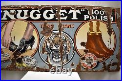 Vintage Enamel Porcelain Sign Nugget Boot Polish Tiger Brand Imperial Enamel C4
