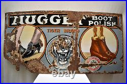 Vintage Enamel Porcelain Sign Nugget Boot Polish Tiger Brand Imperial Enamel C6