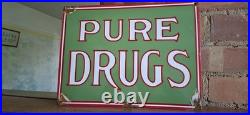 Vintage Enamel Pure Drugs Chemists/ Pharmacy Advertising Sign