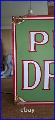 Vintage Enamel Pure Drugs Chemists/ Pharmacy Advertising Sign