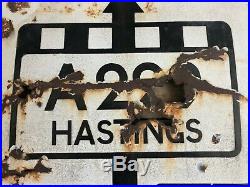 Vintage Enamel Road Sign -RAC RYE/HASTINGS/BATTLE Large, Unique & Cool