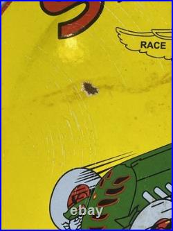 Vintage Enamel Shell Gasoline Green Streak Round Sign