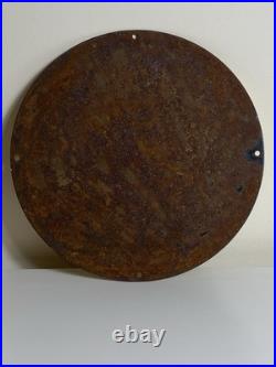 Vintage Enamel Shell Gasoline Green Streak Round Sign