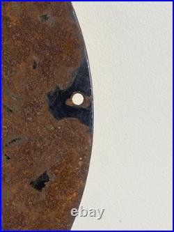 Vintage Enamel Shell Gasoline Green Streak Round Sign