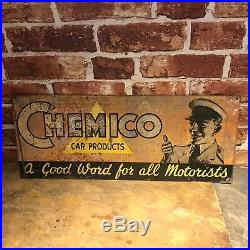 Vintage Enamel Sign #2223 Chemico Car Products