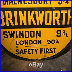 Vintage Enamel Sign Aa Road Sign Brinkworth- #3632