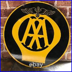 Vintage Enamel Sign Aa Sign Double Sided #1748