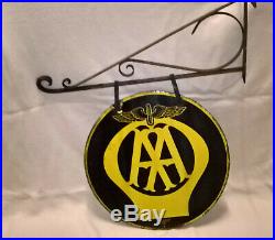 Vintage Enamel Sign Aa Sign Double Sided -with Hanging Bracket