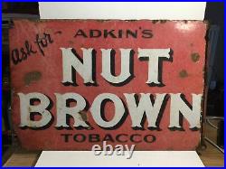 Vintage Enamel Sign Adkin's Nut Brown Tobacco