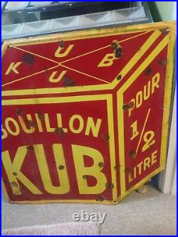 Vintage Enamel Sign. Advertising Bouillon FRENCH Original Kub Granule Tin Added