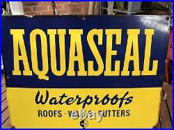 Vintage Enamel Sign Aquaseal Waterproofs Roofs Walls Gutters