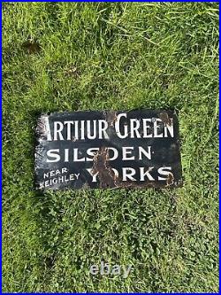 Vintage Enamel Sign Arthur Green Silsden Keighley Yorkshire Yorks Transport