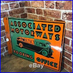 Vintage Enamel Sign Associated Motorways Double Sided- #3623 Sn 78