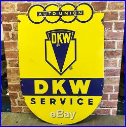 Vintage Enamel Sign Auto Union Dkw Service #1606