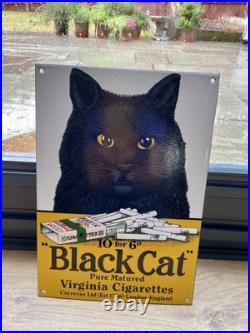 Vintage Enamel Sign Black Cat Cigarettes Vintage Enamel Sign Black Cat Cigarettes