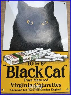 Vintage Enamel Sign Black Cat Cigarettes Vintage Enamel Sign Black Cat Cigarettes