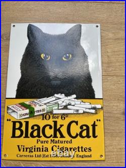 Vintage Enamel Sign Black Cat Cigarettes Vintage Enamel Sign Black Cat Cigarettes