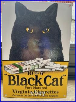 Vintage Enamel Sign Black Cat Cigarettes Vintage Enamel Sign Black Cat Cigarettes
