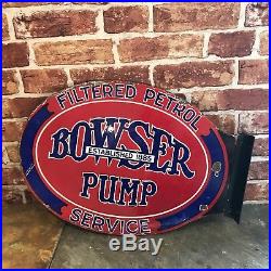 Vintage Enamel Sign Bowser Pump Sign Automobilia #1829