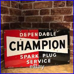 Vintage Enamel Sign Champion Spark Plug Service Enamel Sign #2062