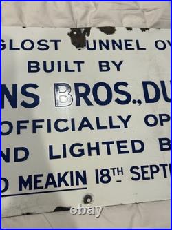 Vintage Enamel Sign Construction 18th September 1939. Beautiful Display 77x39cm Vintage Enamel Sign Construction 18th September 1939. Beautiful Display 77x39cm