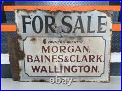 Vintage Enamel Sign Double Sided Estate Agents Collectible 63cm X44cm
