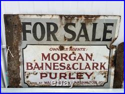 Vintage Enamel Sign Double Sided Estate Agents Collectible 63cm X44cm