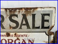 Vintage Enamel Sign Double Sided Estate Agents Collectible 63cm X44cm