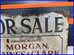 Vintage Enamel Sign Double Sided Estate Agents Collectible 63cm X44cm