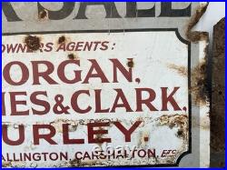 Vintage Enamel Sign Double Sided Estate Agents Collectible 63cm X44cm