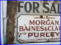 Vintage Enamel Sign Double Sided Estate Agents Collectible 63cm X44cm