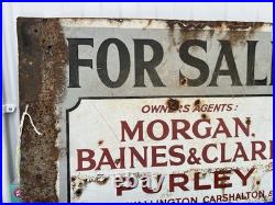 Vintage Enamel Sign Double Sided Estate Agents Collectible 63cm X44cm