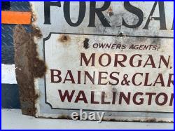 Vintage Enamel Sign Double Sided Estate Agents Collectible 63cm X44cm