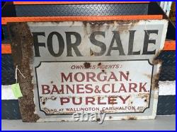 Vintage Enamel Sign Double Sided Estate Agents Collectible 63cm X44cm