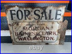 Vintage Enamel Sign Double Sided Estate Agents Collectible 63cm X44cm Vintage Enamel Sign Double Sided Estate Agents Collectible 63cm X44cm