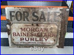 Vintage Enamel Sign Double Sided Estate Agents Collectible 63cm X44cm