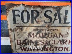 Vintage Enamel Sign Double Sided Estate Agents Collectible 63cm X44cm