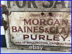Vintage Enamel Sign Double Sided Estate Agents Collectible 63cm X44cm