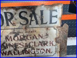Vintage Enamel Sign Double Sided Estate Agents Collectible 63cm X44cm