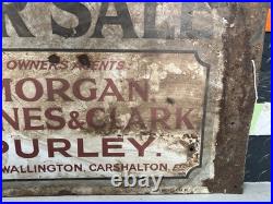 Vintage Enamel Sign Double Sided Estate Agents Collectible 63cm X44cm